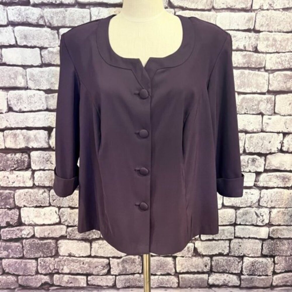 Dressbarn Purple Button Down Elbow Length Sleeve Jacket Size 2X